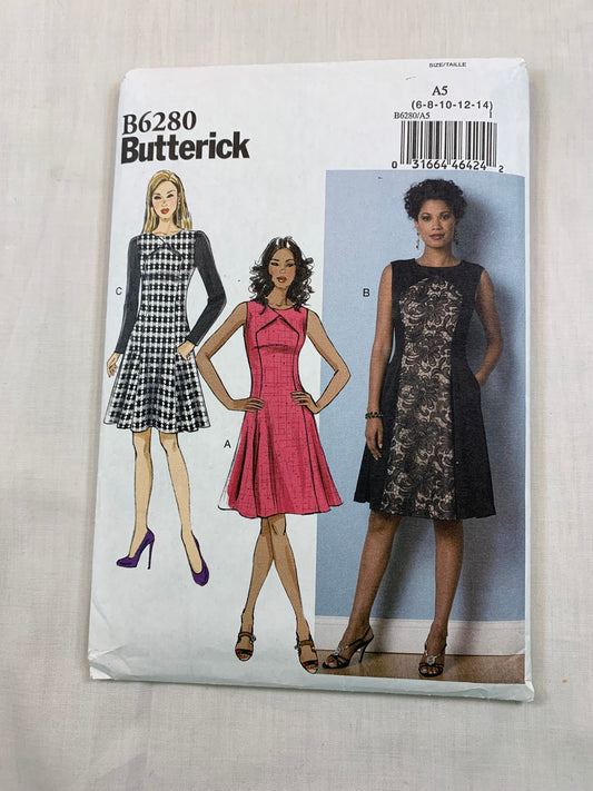 Butterick B6280 Misses'/Misses' Petite Dress Size 6-12, Cut, 2015