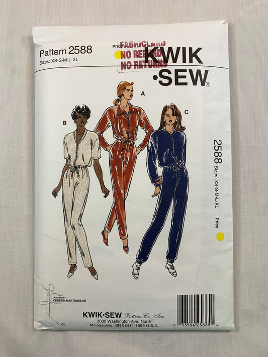 Kwik 2588 Misses' Jumpsuit, Size XS-M, Cut, Vintage 1996