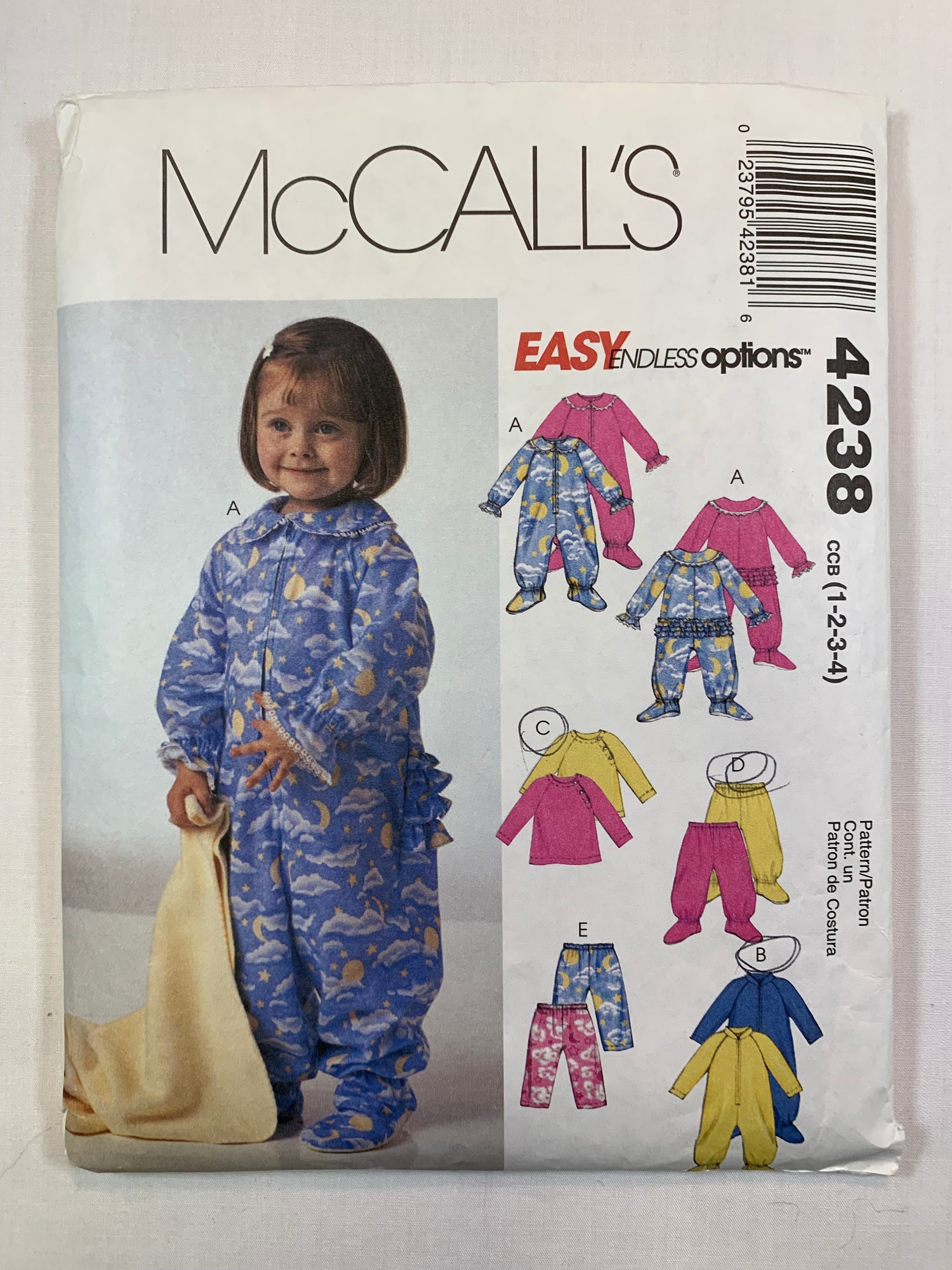 McCall's 4238 Toddlers' Jumpsuit, Top, Pants, Size 1, Cut, 2005