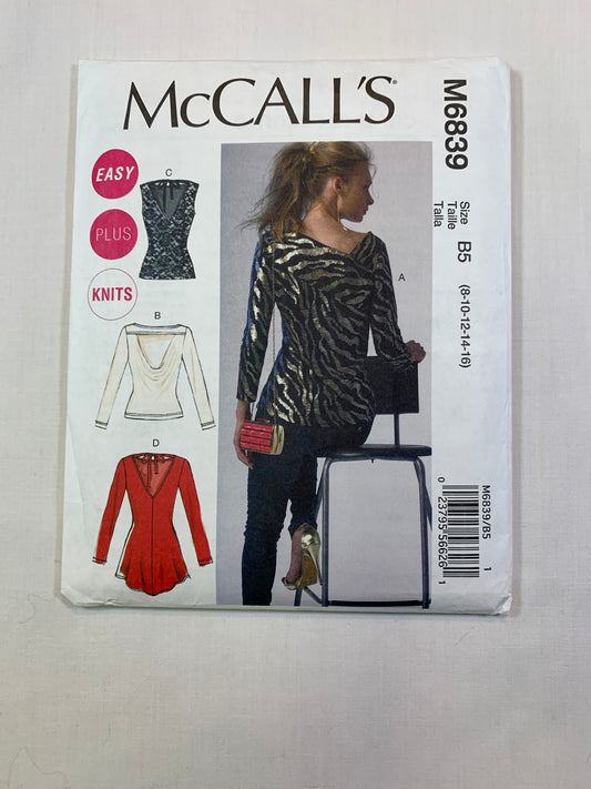 McCall's M6839 Misses'/Women's Tops, Tunics, Size 8-14, Cut, 2013