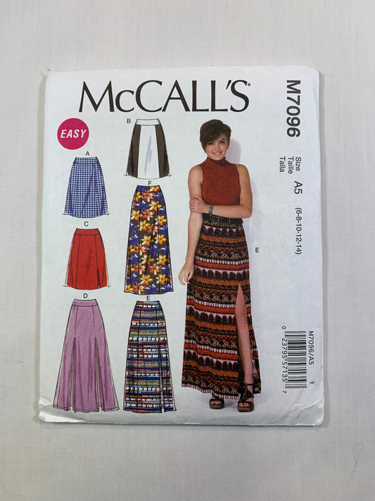 McCall's M7096 Misses' Skirt, Size 6-12, Cut, 2015