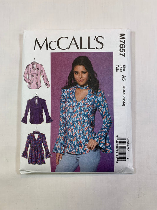 McCall's M7657 Misses' Tops, Tunics, Size 6-14, Cut, 2017
