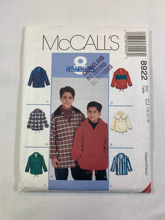 McCall's 8922 Boys' Jacket, Size 10-14, Uncut, Vintage 1997