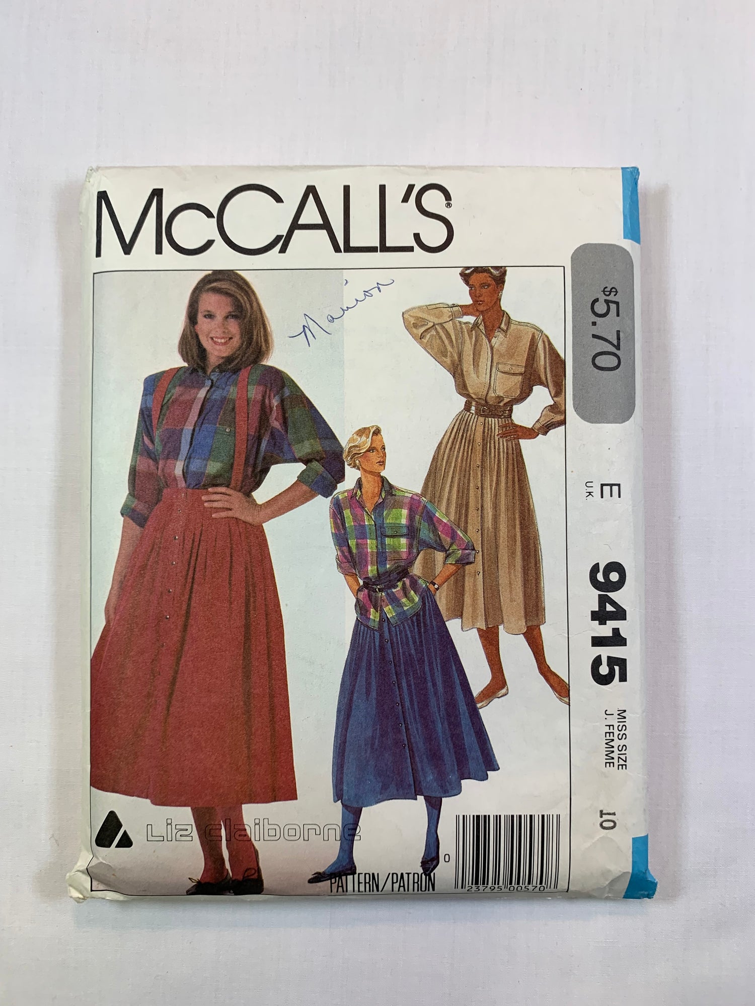 McCall's 9415 Top, Skirt, Size 10, Cut, Vintage 1985