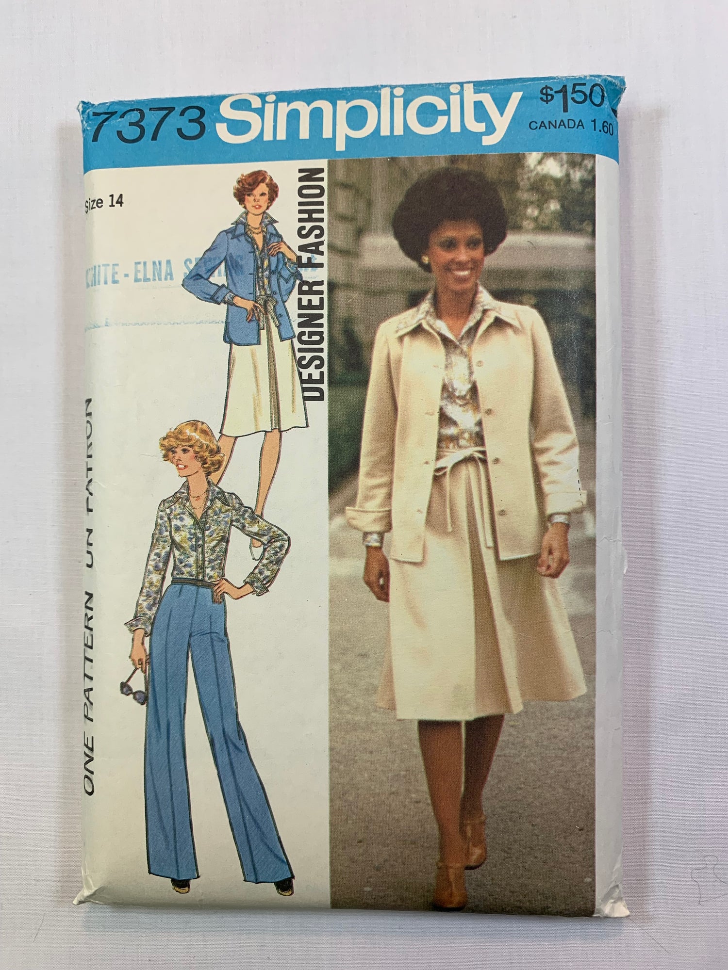 Simplicity 7373 Misses' Unlined Shirt-Jacket, Top, Skirts, Pants, Size 14, Cut, Vintage 1976