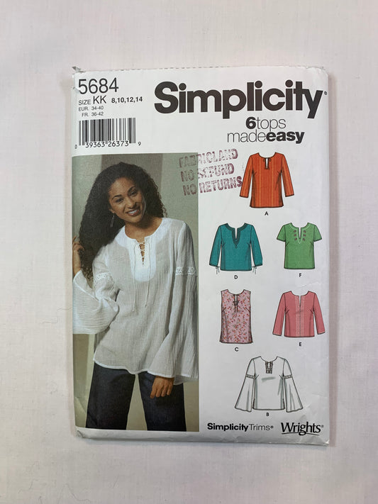 Simplicity 5684 Misses' Pullover Tunic, Size 8-14, Cut, 2003