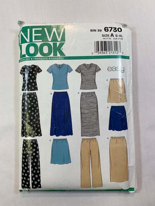 Simplicity New Look Sewing Pattern 6730 Misses' Knit Skirts, Pants, Tops, Size 10-20, Cut, 2002