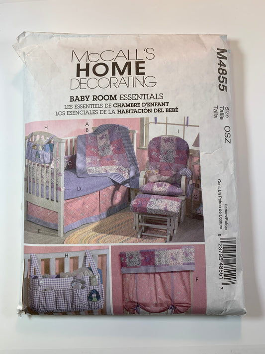 McCall's 3936 Home Decor Crafts, Baby Room Essentials, Layette, Quilt, Bumpers, Crib Skirt, Window, Cut, 2005