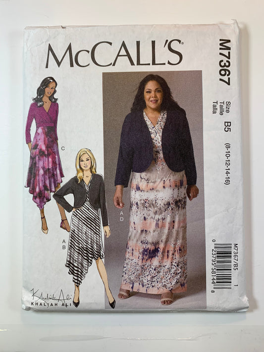 McCall's 7367 Misses' Dress. Shrug, Size 8-16, Cut, 2016