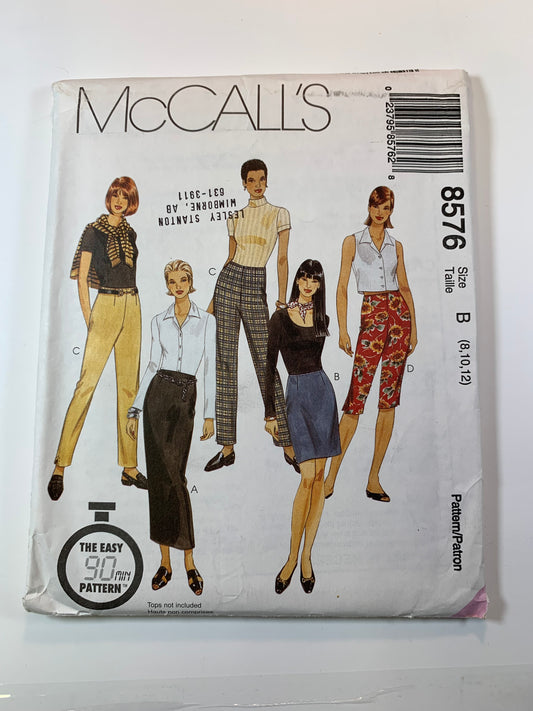 McCall's 8576 Misses' Skirt, Pants, Size 8-12, Uncut, Vintage 1996