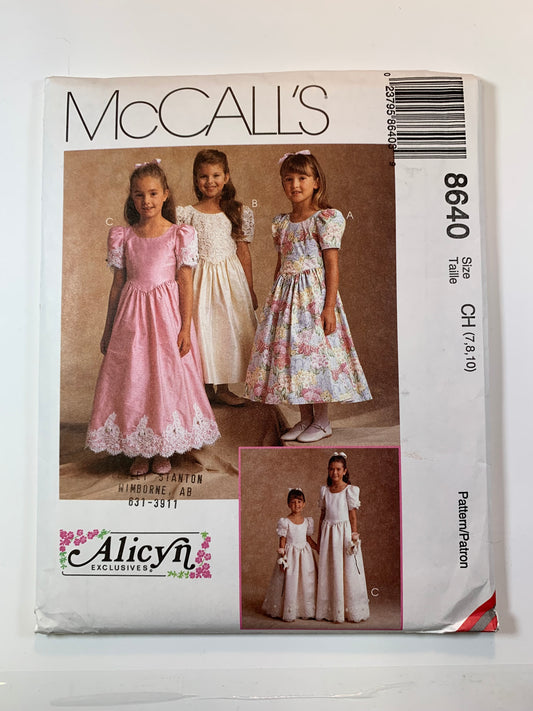 McCall's 8640 Girls' Dress. Size 7-10, Uncut, Vintage 1997