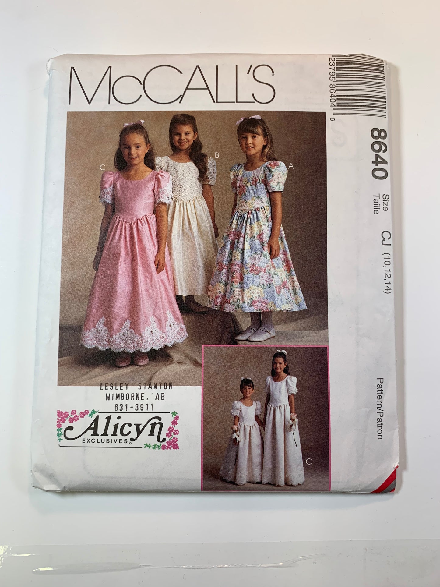 McCall's Alicyn Exclusives 8640 Girls' Dress. Size 10-14, Uncut, Vintage 1997