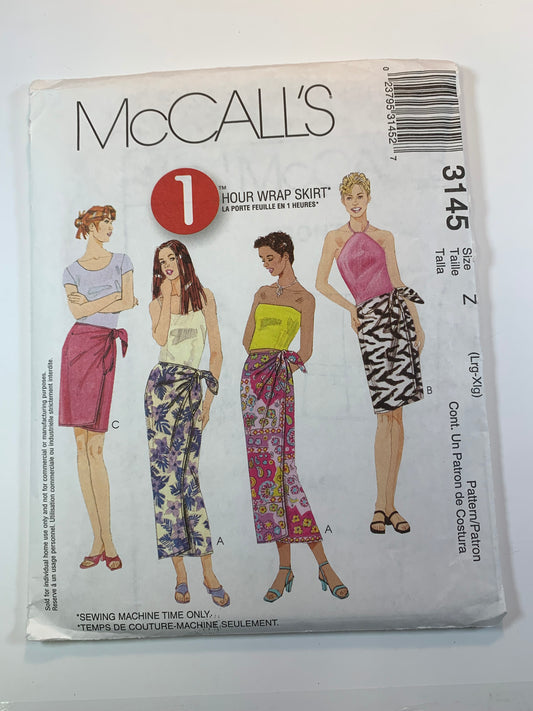 McCall's 3145 Wrap Skirt, Size 16-22, Uncut, 2001