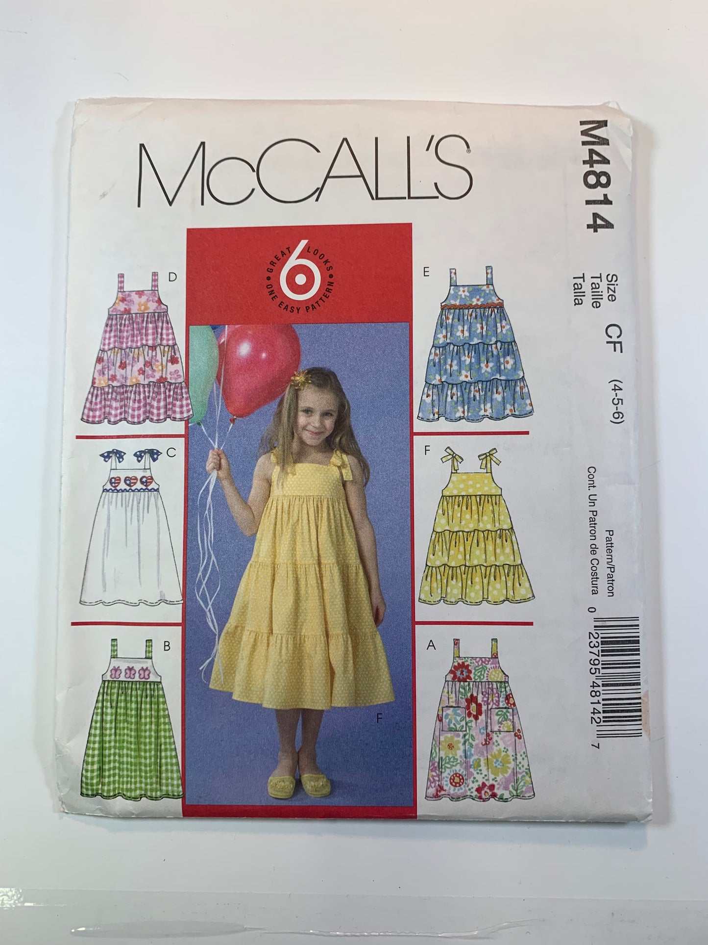 McCall's M4814 Toddlers' Girls' Dresses, Size 4-6, Uncut, 2005