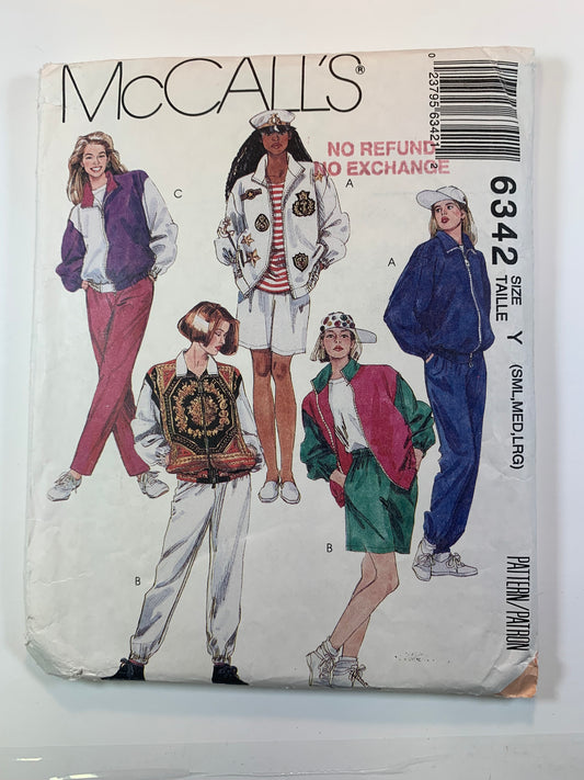 McCall's 6342 Misses' Jacket, Pants, Shorts, Size 8-26, Uncut, Vintage 1993