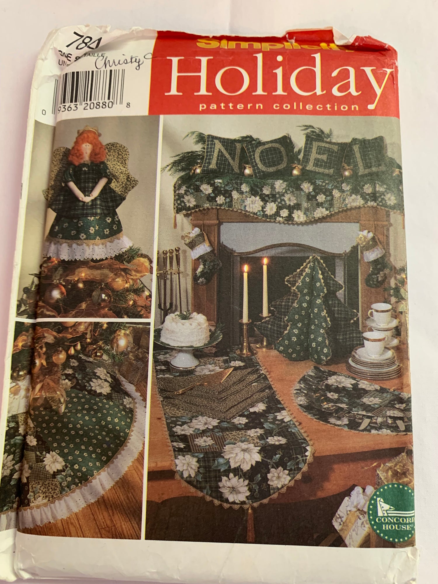 Simplicity Sewing Pattern 7846 Holiday, Ornaments, Stocking, Treeskirt, Treetop Angel, Centerpiece, Pillow, Silverware Caddy, Scarf, Table Runner, Uncut, Vintage 1997