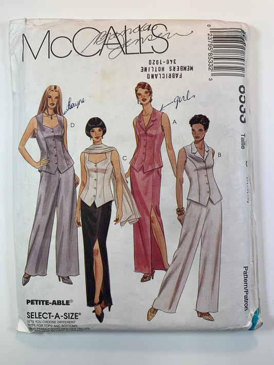 McCall's 8533 Misses' Unlined Vest, Skirt, Pants, Size 8-12, Cut, Vintage 1996