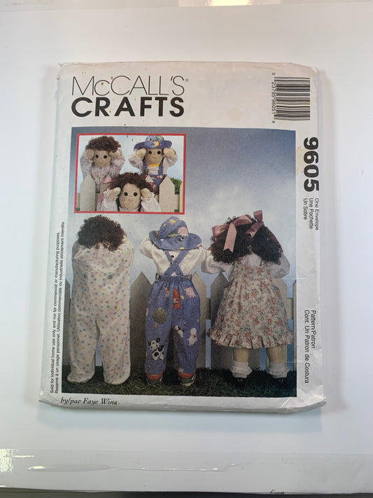 McCall's Crafts 9605 Stuffed Stuffed Toddler Dolls 25 Inches, Vintage 1996