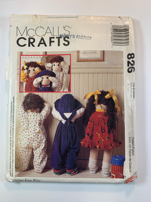 McCall's Crafts 826 Stuffed Toddler Dolls 25 Inches, Vintage 1998