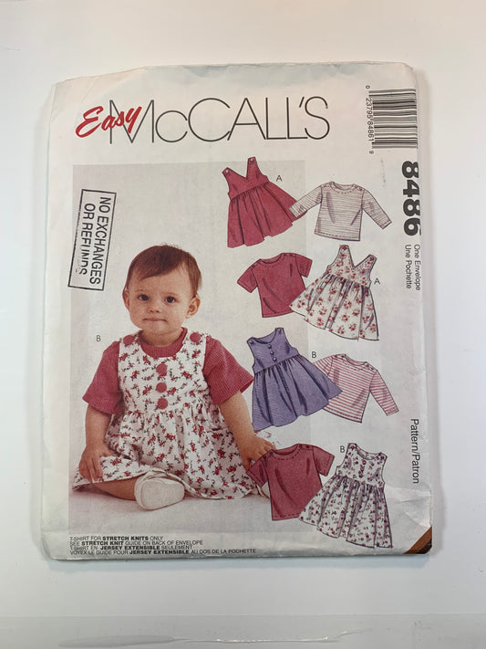 McCall's 8486 Infants' Toddlers' Top, Dress Size 13-24 Pds, Uncut, Vintage 1996