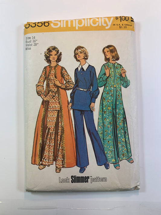 Simplicity 5356 Misses' Vest, Pants, Top, Size 14, Uncut, Vintage 1972