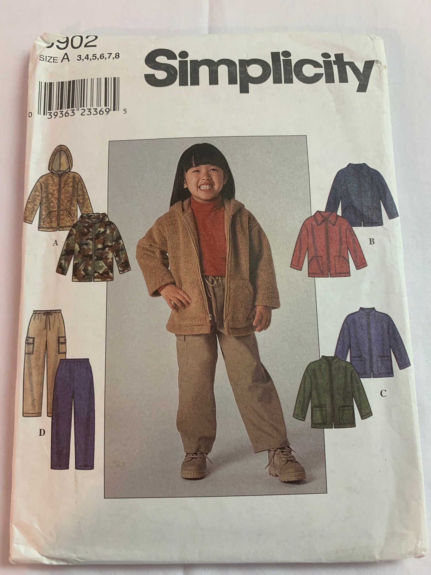 Simplicity Sewing Pattern 8902 Girl's Jacket, Pants, Hood, Front Zipper, Pockets, Long Sleeves, Size 3-8, Uncut, Vintage 1999