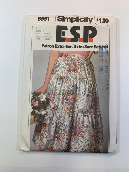 Simplicity 8551 Misses' Skirts, Size 6-10, Uncut, Vintage 1978
