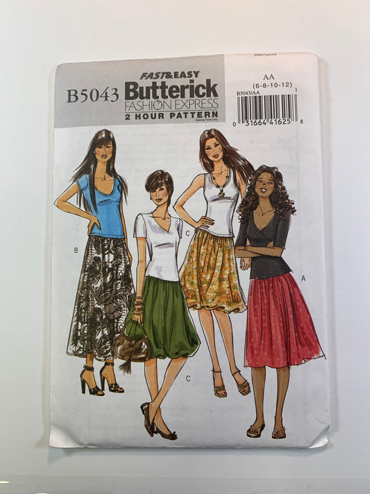 Butterick B5043 Misses' Skirts, Size 6-12, Uncut, 2007