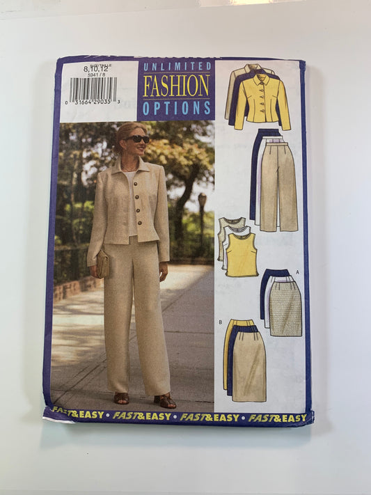Butterick 5941 Misses'/Misses' Petite Jacket, Top, Skirt, Pants, Size 8-12, Uncut, 2001