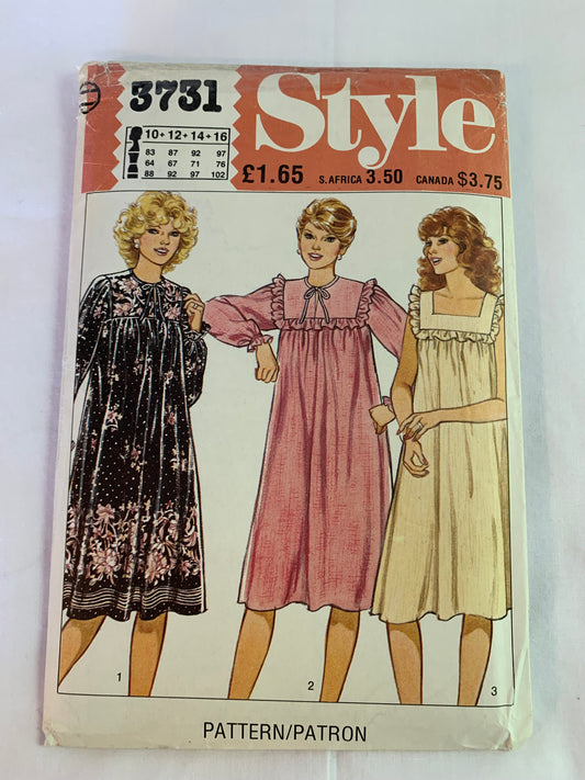 Style Sewing Pattern 3731 Misses' Maternity Dress, Zipper Back, Full Skirt, Size 10-16, Uncut, Vintage 1982
