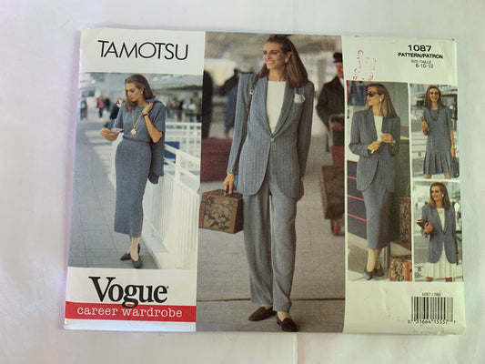 Vogue Tamotsu Sewing Pattern 1087 Misses' Dress, Jacket, Top, Skirt, Pants, Loose-Fitting, Unlined, Pockets, Long/Short Sleeves, Size 8-12, Uncut, Vintage 1993