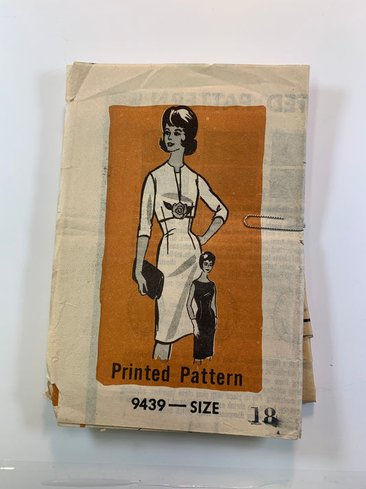 Mail Ordered Sewing Pattern 9439 Misses' Dress, Jacket, Size 18, Cut, Vintage 1979