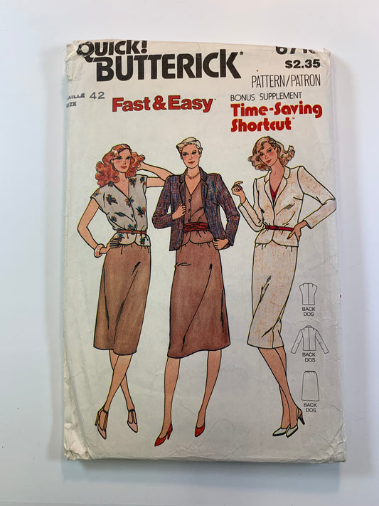 Butterick 6713 Misses' Jacket, Top, Skirt, Size 42, Uncut