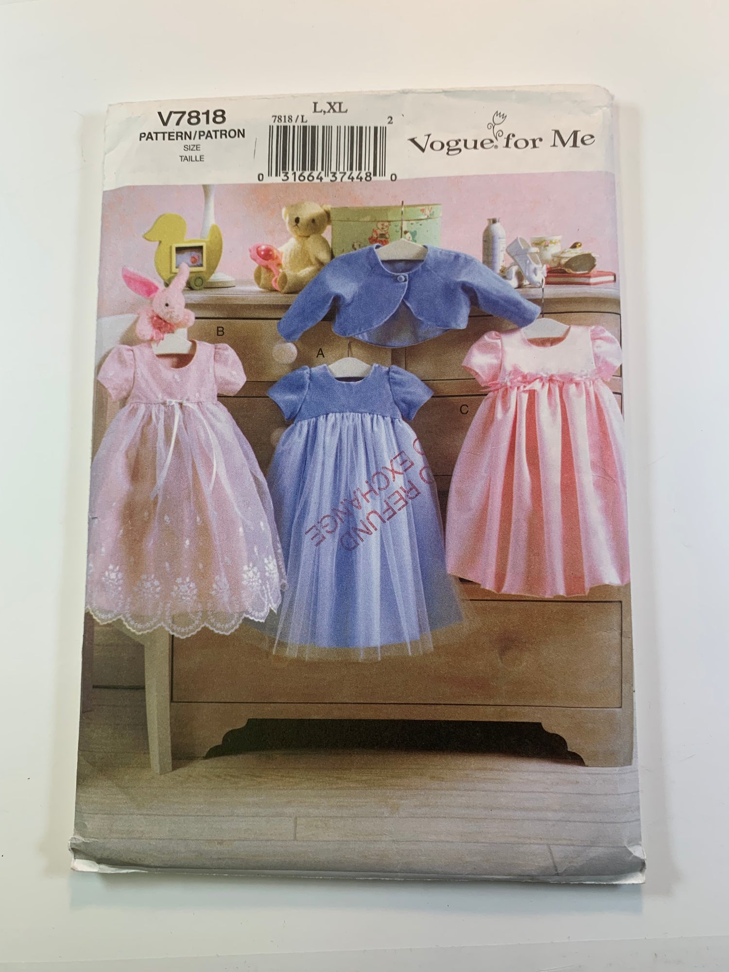 Vogue V1326 Infant Girls' Dress, Jacket, Size L-XL, Cut, 2003