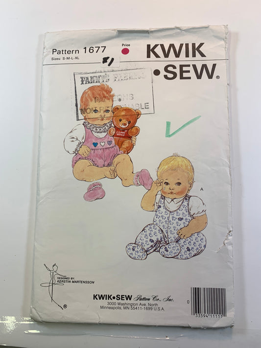 KWIK 1677 Baby Overalls, Shirt, Size 0-18 months, Cut, Vintage 1987