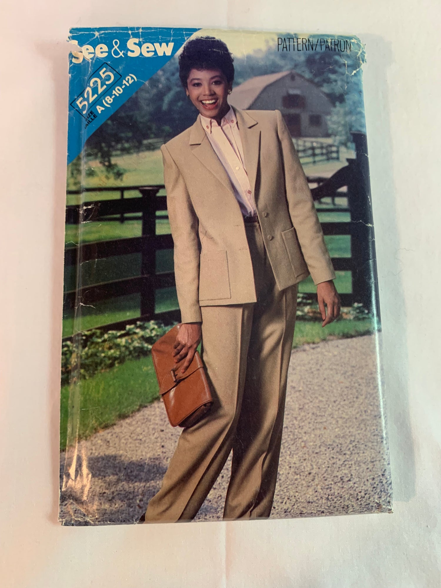 Butterick Sewing Pattern 5225 Misses' Jacket, Pants, Shoulder Pads, Loose-Fitting, Pockets, Collar, Tapered, Size 8-12, Uncut, Vintage 1970