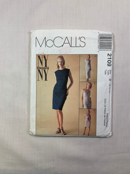 McCall's 2109 Misses' Dress. Size 8-12, Cut, Vintage 1999