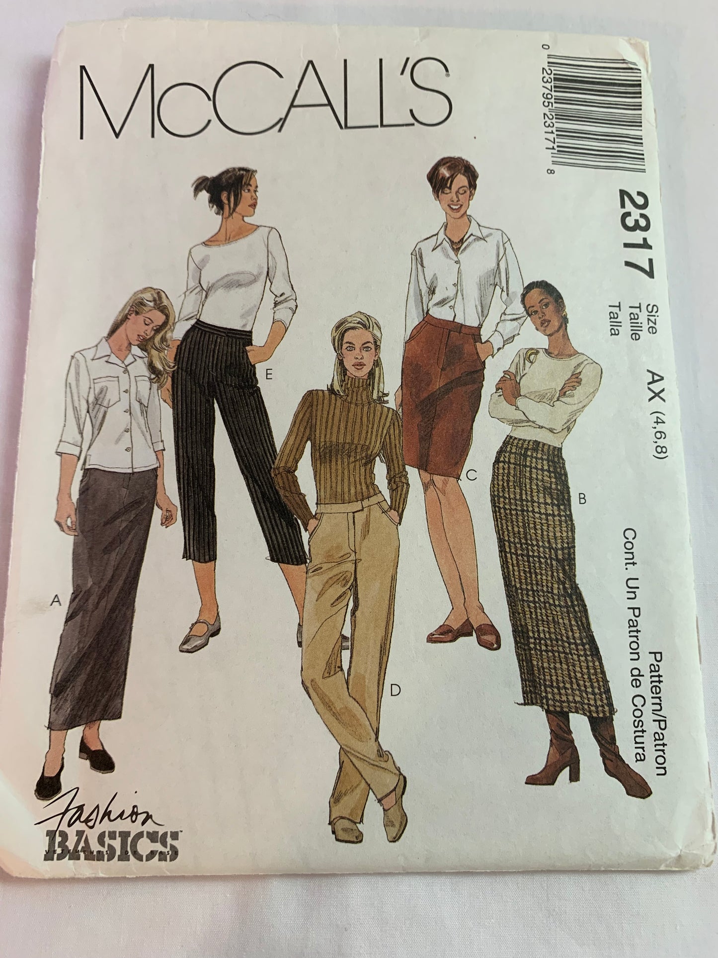 McCall's Sewing Pattern 2317 Misses' Skirt Three Lengths, Pants Two Lengths, Straight, Front Fly, Pockets, Slits, Size 4-8, Uncut, Vintage 1999