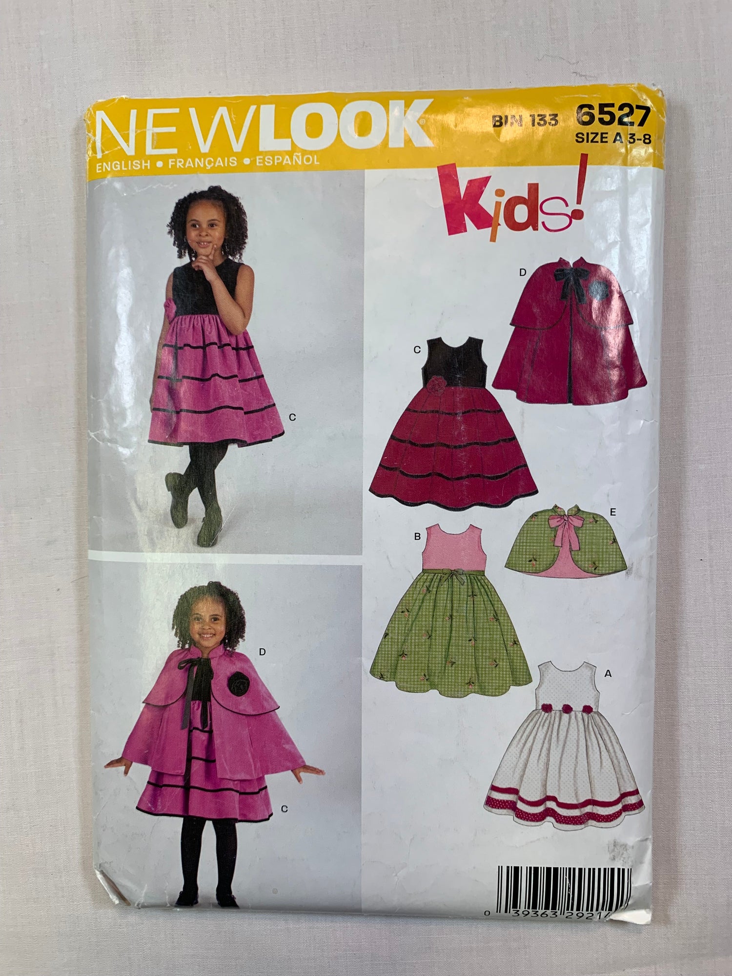 Simplicity New Look Sewing Pattern 6527 Girls' Dress, Cape, Two Lengths, Sleeveless, Size 3-8, Cut, 2006