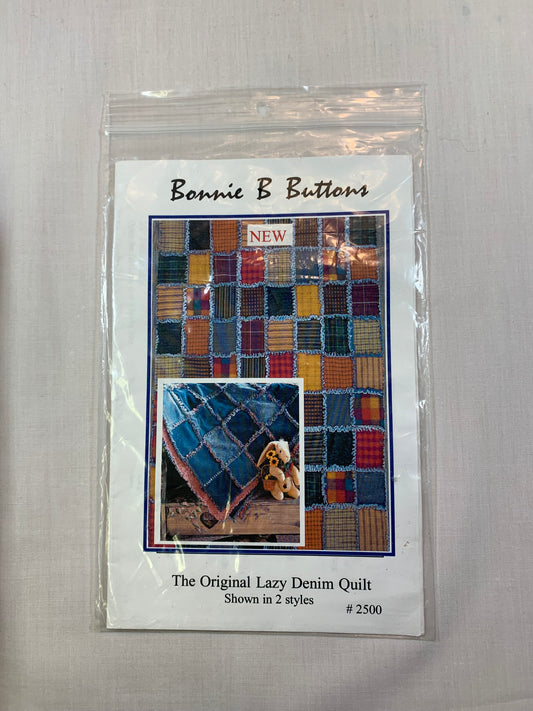 Bonnie B Buttons Original Lazy Denim Quilt 2500, Home Decor Crafts