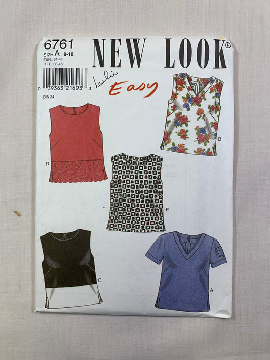 Simplicity 6761 Misses' Blouse, Top, Size 8-18, Uncut