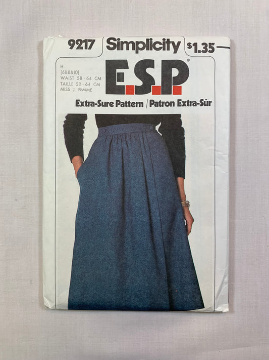 Simplicity 9217 Misses' Front Wrap Skirt, Size 6, Cut, Vintage 1979