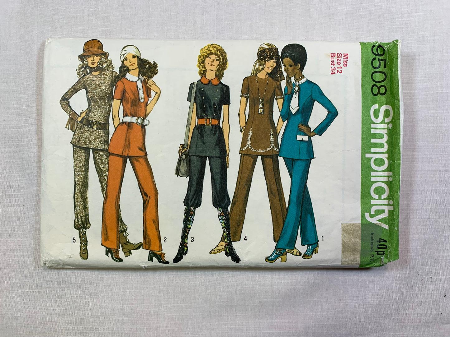 Simplicity 9508 Misses' Tunic, Pants, Size 12, Cut, Vintage 1971