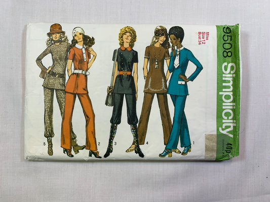 Simplicity 9508 Misses' Tunic, Pants, Size 12, Cut, Vintage 1971