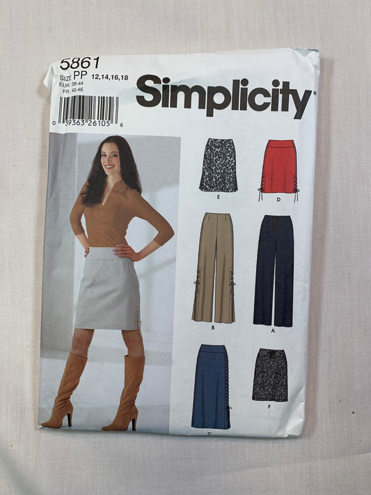 Simplicity 5861 Misses' Skirt, Pants, Size 12-18, Uncut, 2002