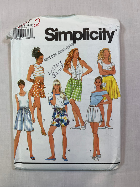 Simplicity 7737 Misses' Shorts, Size 6-12, Uncut, Vintage 1992