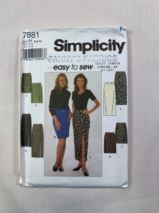 Simplicity 7881 Misses' Skirts, Size 6-10, Uncut, Vintage 1997