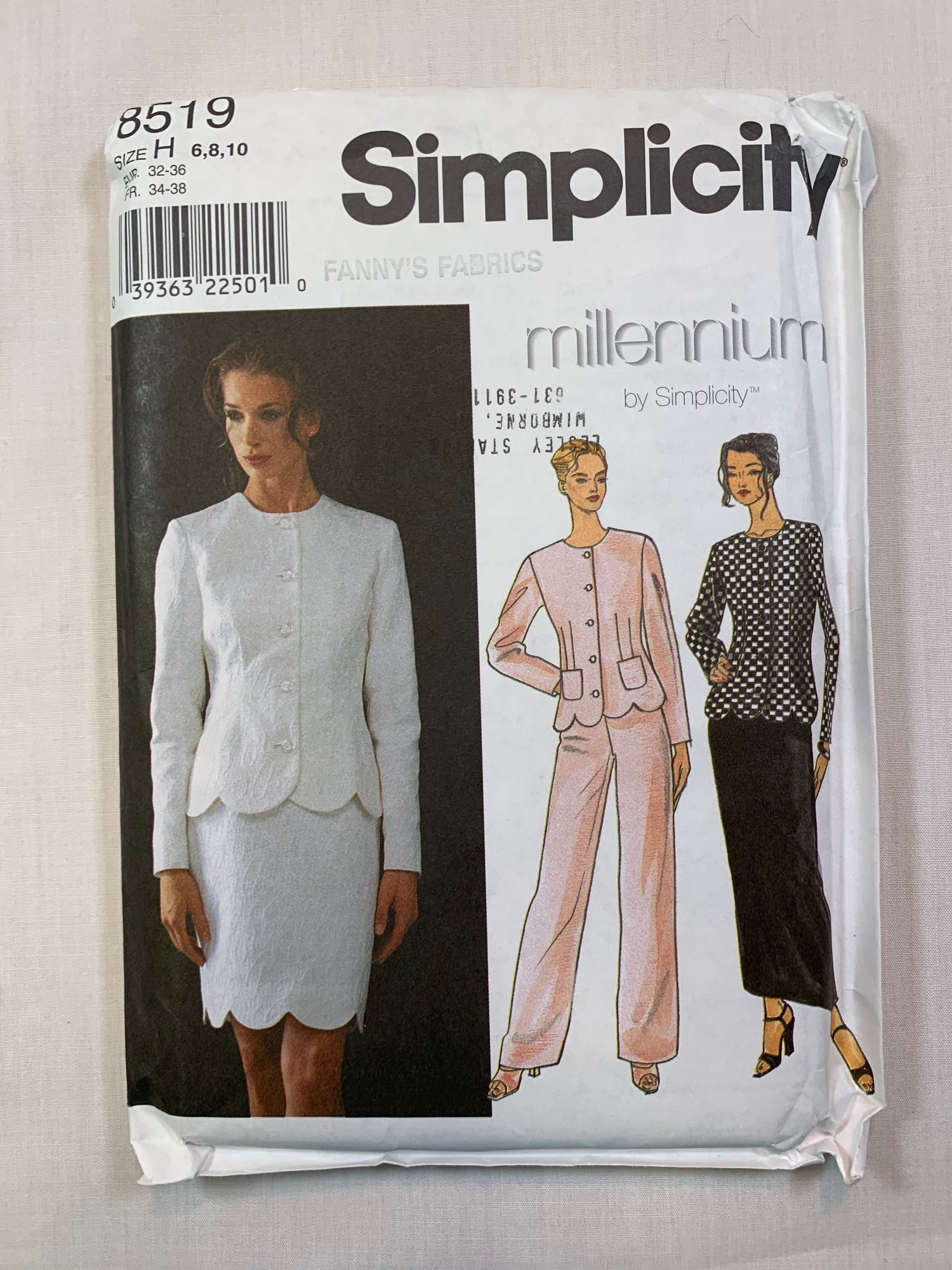 Simplicity 8519 Misses'/Miss Petite Jacket, Skirt, Pants, Size 6-10, Uncut, Vintage 1998