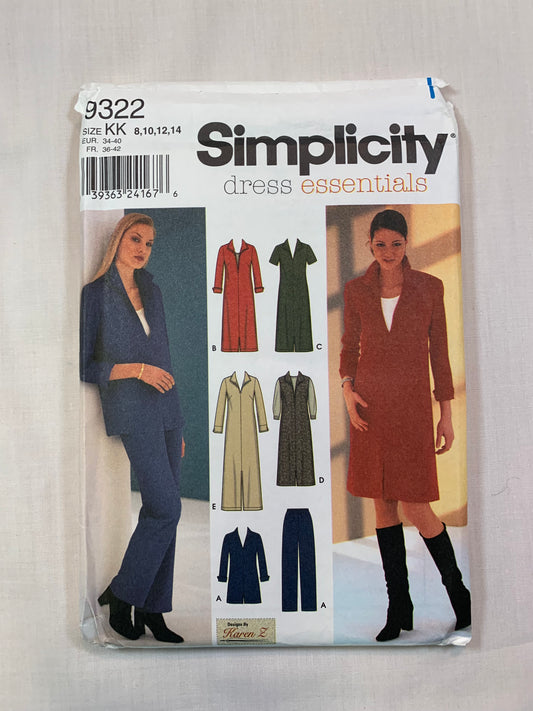 Simplicity 9322 Misses'/Miss Petite Dress, Tunic, Jumper, Pants, Size 8-14, Uncut, 2013