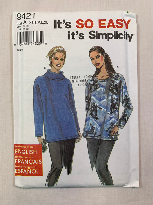 Simplicity 9421 Misses' Top, Size 6-24, Uncut, 2000